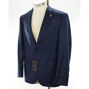TED BAKER Navy Brown Plaid JAY CT 2 Button Wool Suit Jacket 42 R Italy NEW